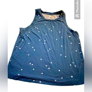 Large Pajama top with white polka dots all over the front and back